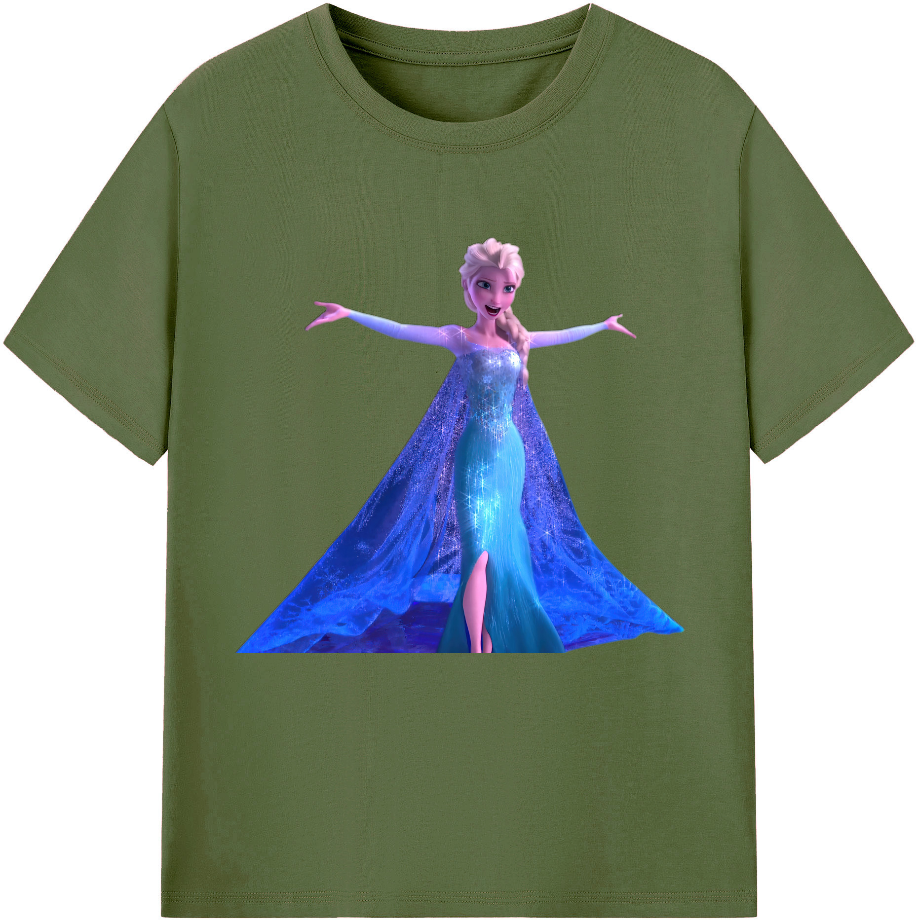 アナと雪の女王 アンナ エルサ Frozen Anna Elsa 綿100％半袖Tシャツ（フロントプリント）